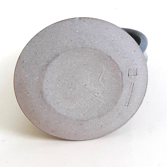 Vintage Dick Lehman Handmade Pottery Sugar Cheese Shaker Cork Handle Blue Glaze - Picture 6 of 8